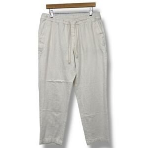 Zara Pull-on Pants Front Tie w/ Pockets White Woven Cotton Women's XL Resortwear